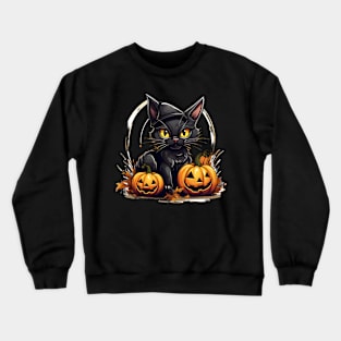 Angry Cat Funny Hallowen Spooky Gift Crewneck Sweatshirt